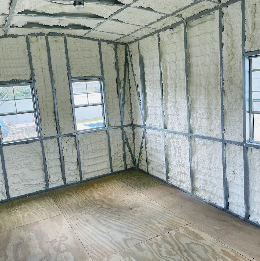 Closed-cell spray foam insulation applied to wall cavities in a residential project in Ringwood